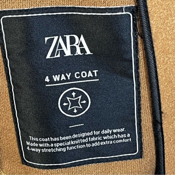 Zara Men’s 4 Way Stretch Camel Coat Sz XL Mid Length Classic Minimalist Refined - Picture 8 of 14